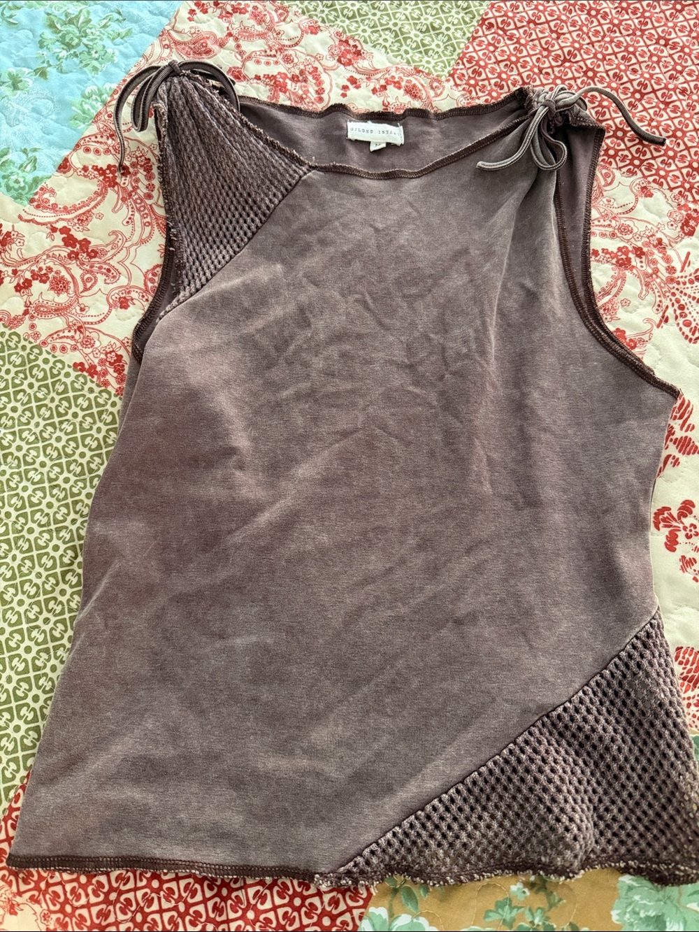 BKE Mauve Brown Sleeveless Knit Tank with Tie-Shoulder Detail